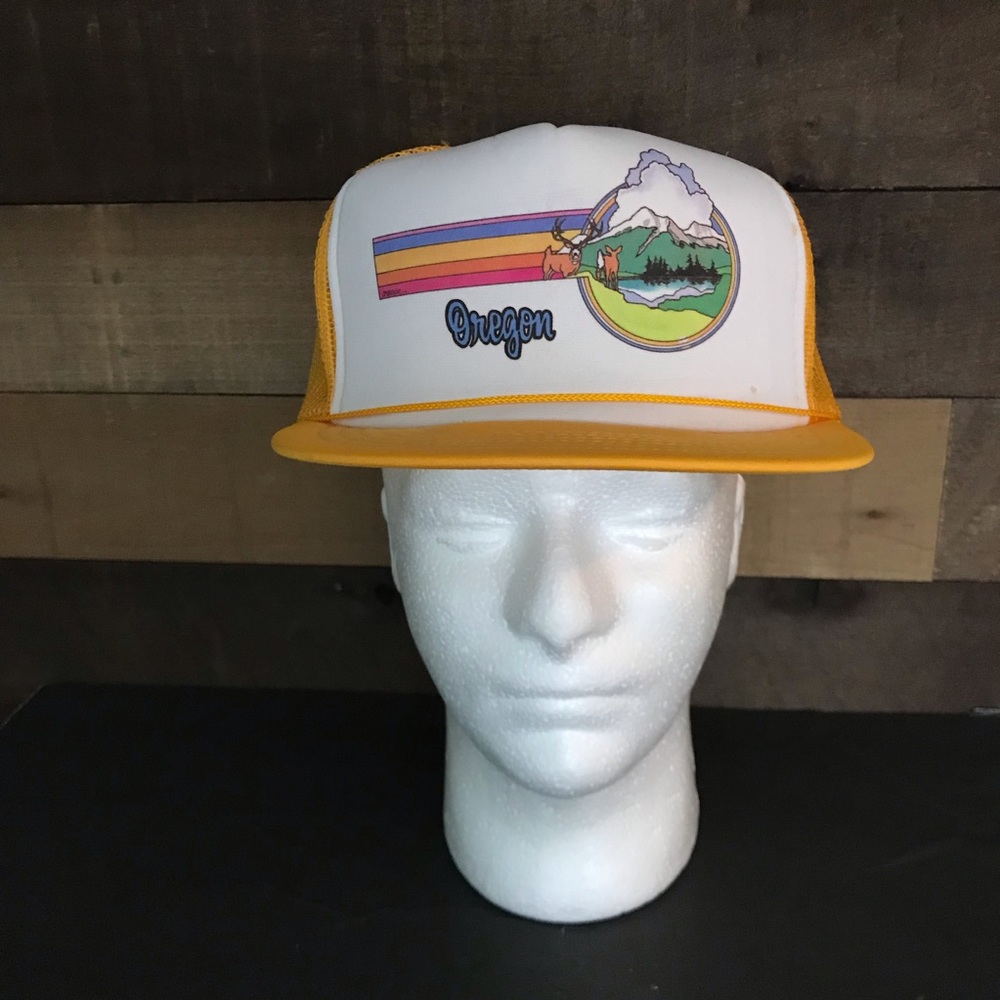 Vintage state of Oregon trucker hat yellow rare